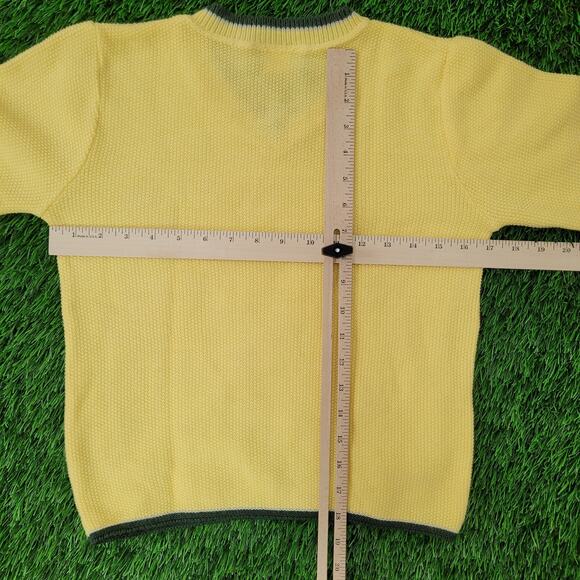 Vintage 80s MOD Ringer Sweater Women 2XS/XS 17x18 Cropped Yellow - Picture 3 of 12